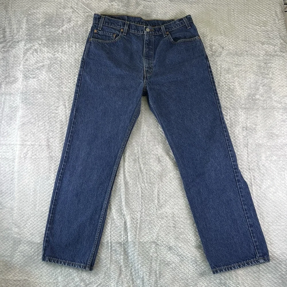 Levi's 505 Regular Fit Straight Leg Jeans Men's 36x30 Blue Denim 100% Cotton Vtg